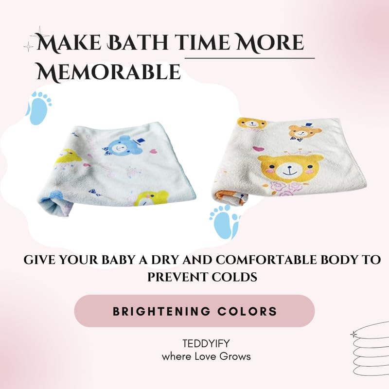 TEDDYIFY Soft Cotton Baby Bath Towel for Infants, New Born Babies and Toddlers (0-12 Months) (Colours and Print as per Availability) - Image 4