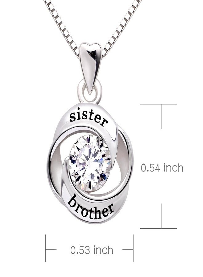 ALOV Jewelry Sterling Silver sister and brother Love Heart Cubic Zirconia Pendant Necklace - Image 3