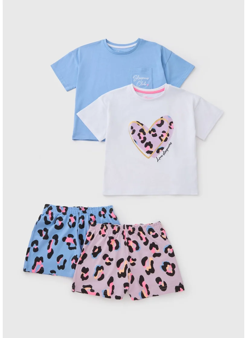 Matalan Girls 2 Pack Leopard Pyjama Set