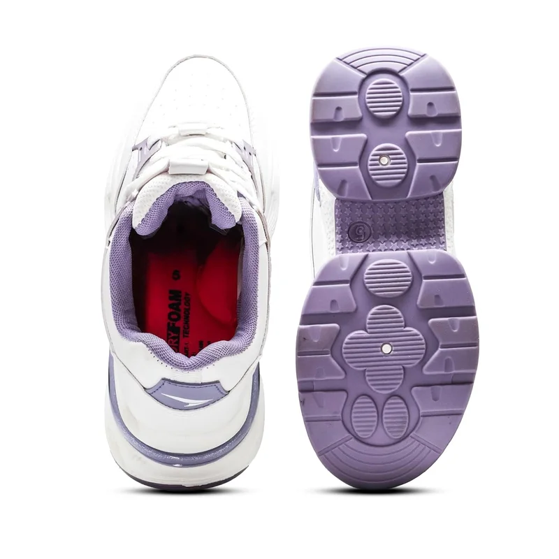 Asian Lightweight Offwhite Lavender Sneakers for Women and Girls