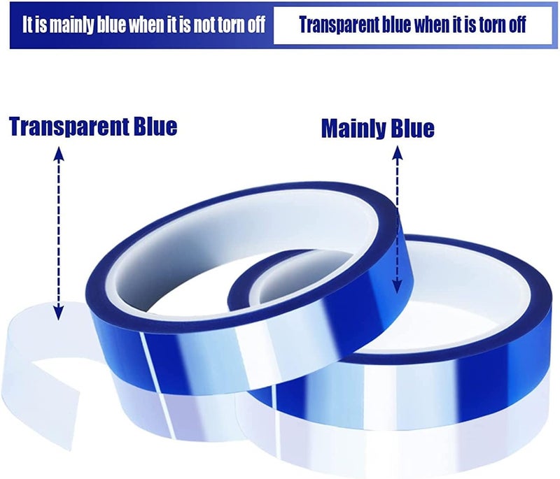 KASTWAVE 2 Rolls Blue Heat Tape High Temperature Heat Resistant Tape Heat Transfer Tape For Heat Sublimation Press Vinyl, No Residue - 20Mm X33M(108Ft) - Image 5
