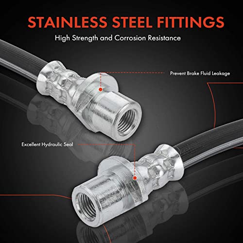 A-Premium Rear Driver and Passenger Brake Hydraulic Hose Compatible with Honda Models - Civic 1987-1987, Accord 1998-2002, with Rear Drum Brakes - Replace# 01466S84A00(Pack of 2) - Image 5