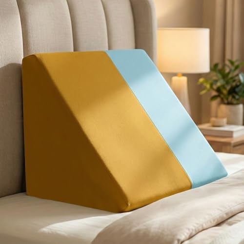 Sleepsia Wedge Cushion | 1 Year Warranty | Wedge Pillows for Bed, Orthopedic Memory Foam Back Support Pillow for Bed | Acid Reflux, Pregnancy, GERD, Back & Leg Support- Brown, 20" Lx17.4 Wx10 H - Image 1