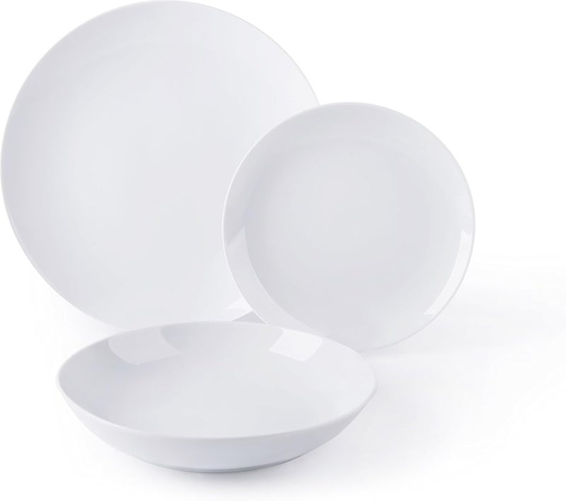 Excelsa Coup 18-Piece Dinner Set, Porcelain, White