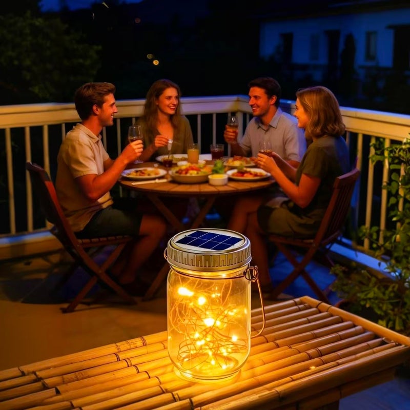 Cooo 12 Pack Gifts for Him Her Solar Lanterns Outdoor Waterproof Upgraded Crystal Glass Solar Mason Jar Lights 30 LED 215% Larger SolarPanelï¼ˆJust a Little More,Get Double The Delight-Warm Whiteï¼‰ - Image 5