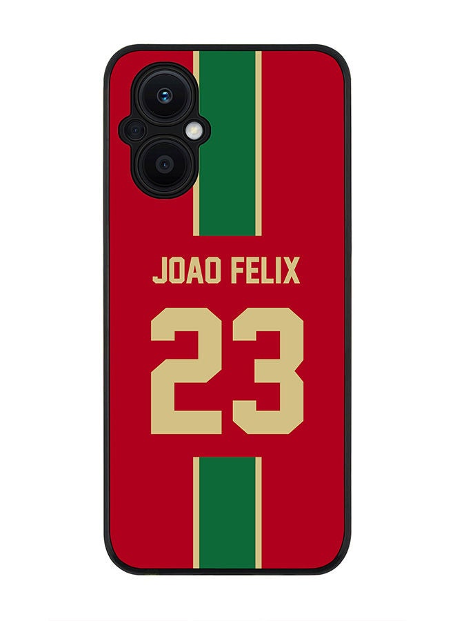 Stylizedd Rugged Black edge case for Oppo Reno7 Z  Slim fit Soft Case Flexible Rubber Edges Anti Drop TPU Gel Thin Cover - Football Team - Portugal Player Name - Joao Felix - Image 1