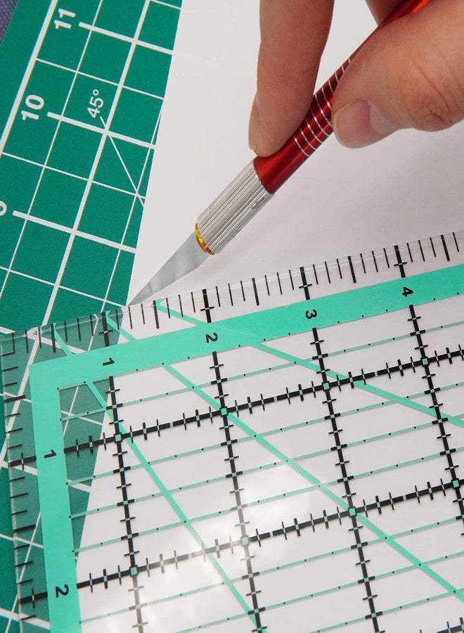 MANUFORE 4pcs Square Quilting Ruler Set (12.5”/ 9.5”/ 6”/ 4.5”) Acrylic Anti-Slip Metric Ruler with Clear Printed Lines for Precise Cutting - Image 4