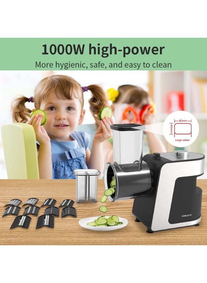 sokany Electric Vegetable Chopper 1000W, Multifunctional Food Processor for Slicing, Shredding & Grating, Vegetable Cutter for Carrot, Potato, Cucumber, Black - Image 3
