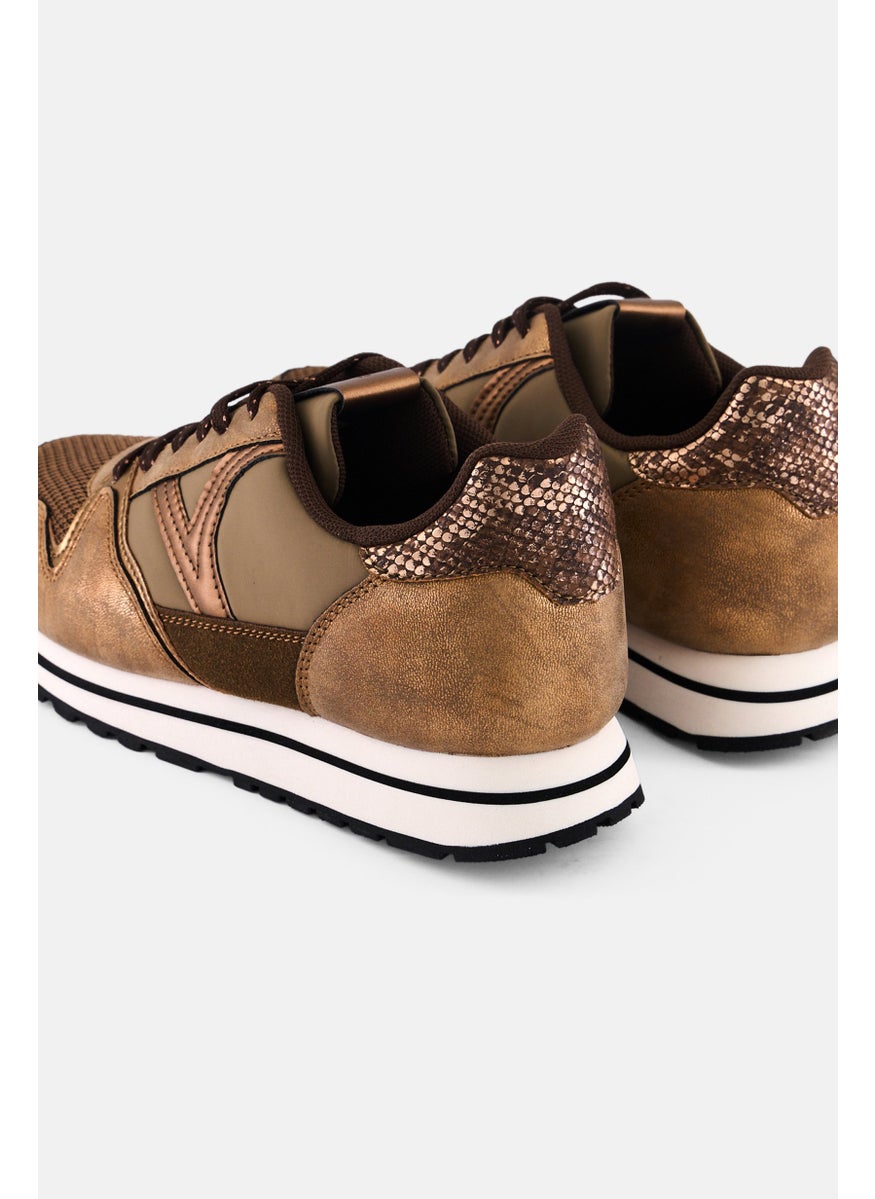 Victoria Women Brand Logo Lace Up Casual Shoes, Bronze  - Image 2