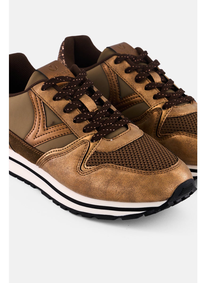 Victoria Women Brand Logo Lace Up Casual Shoes, Bronze  - Image 3