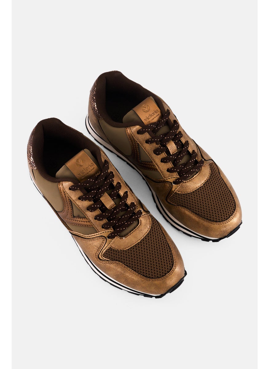 Victoria Women Brand Logo Lace Up Casual Shoes, Bronze  - Image 4