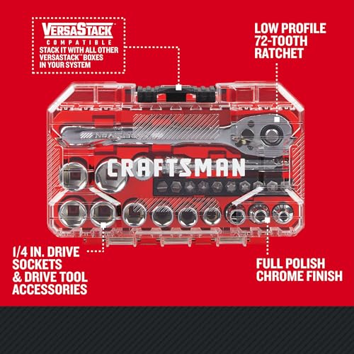 CRAFTSMAN Socket Set, 24-Piece, 1/4 Inch Drive, Metric, Includes Storage Case (CMMT12110LZ) - Image 2