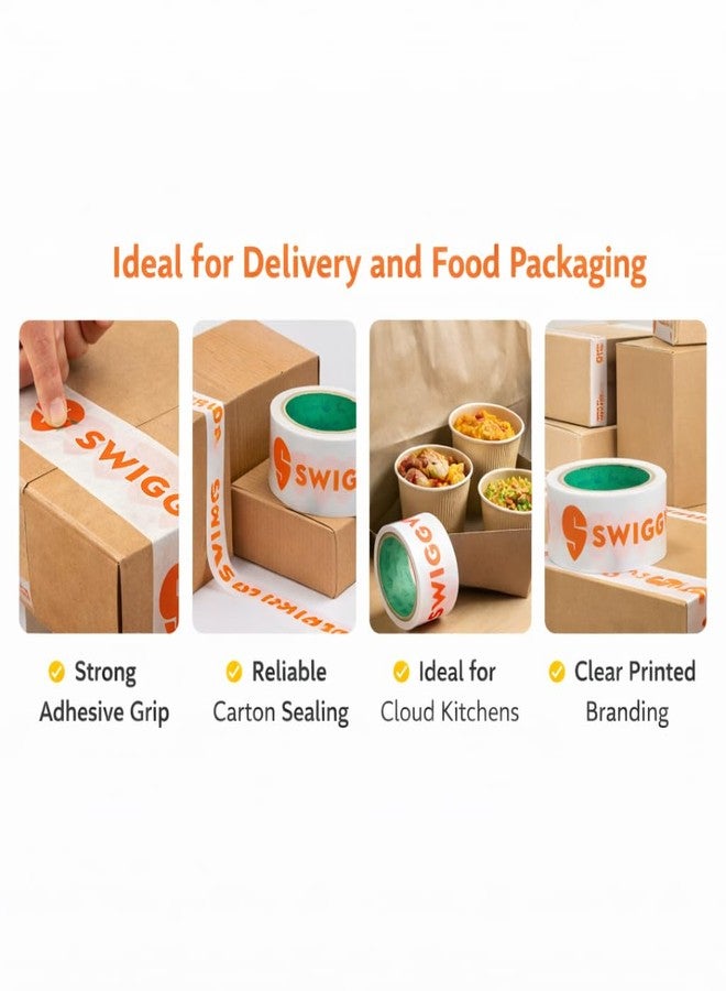 PackSmith Swiggy food packaging tape | Very strong adhesive tape | Suitable for e-commerce | Packaging material for small food business | (48 mm/2 inch X 65meter) (Pack of 6) - Image 4