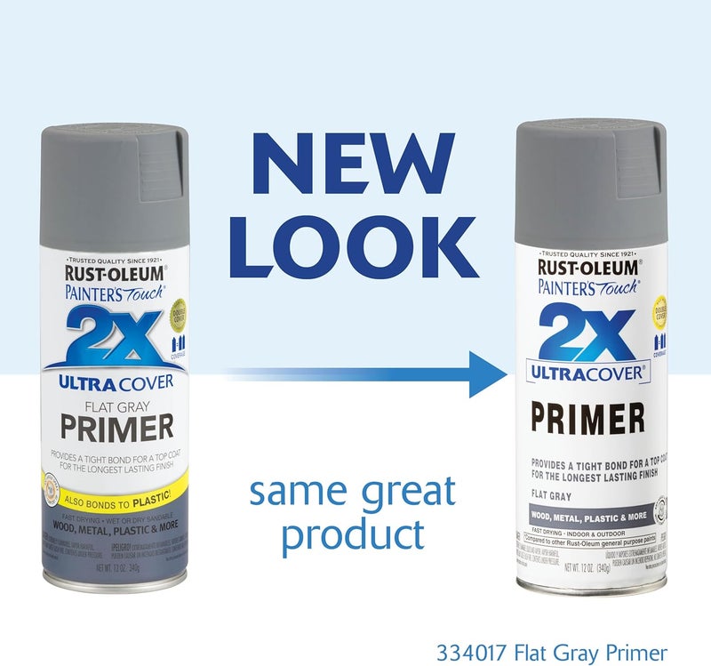 Rust-Oleum 334017-6PK Painter's Touch 2X Ultra Cover Spray Primer, 12 oz, Flat Gray, 6 Pack - Image 2