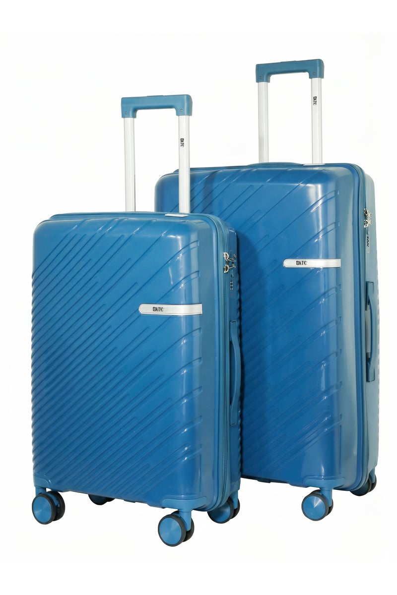 KTMC Polypropylene Luggage 24 and 28 inches Check-in Suitcases, H-8882 Pearl Blue - Image 1