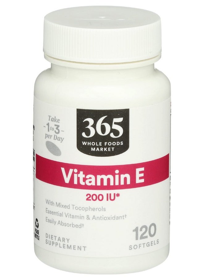 365 by Whole Foods Market Vitamin E 200 Iu W Mixed Tocopherols 120 Softgels  - Image 1