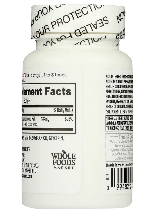 365 by Whole Foods Market Vitamin E 200 Iu W Mixed Tocopherols 120 Softgels  - Image 3