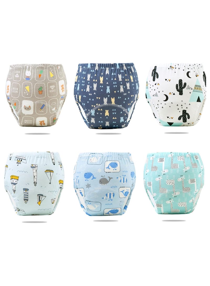 6PCS Baby Potty Training Pants, Breathable Potty Training Underwear, Toddler Training Underwear for 0-3 Years Boy and Girls Strong Absorbent Cotton Training Pants (L, Boy)  - Image 1