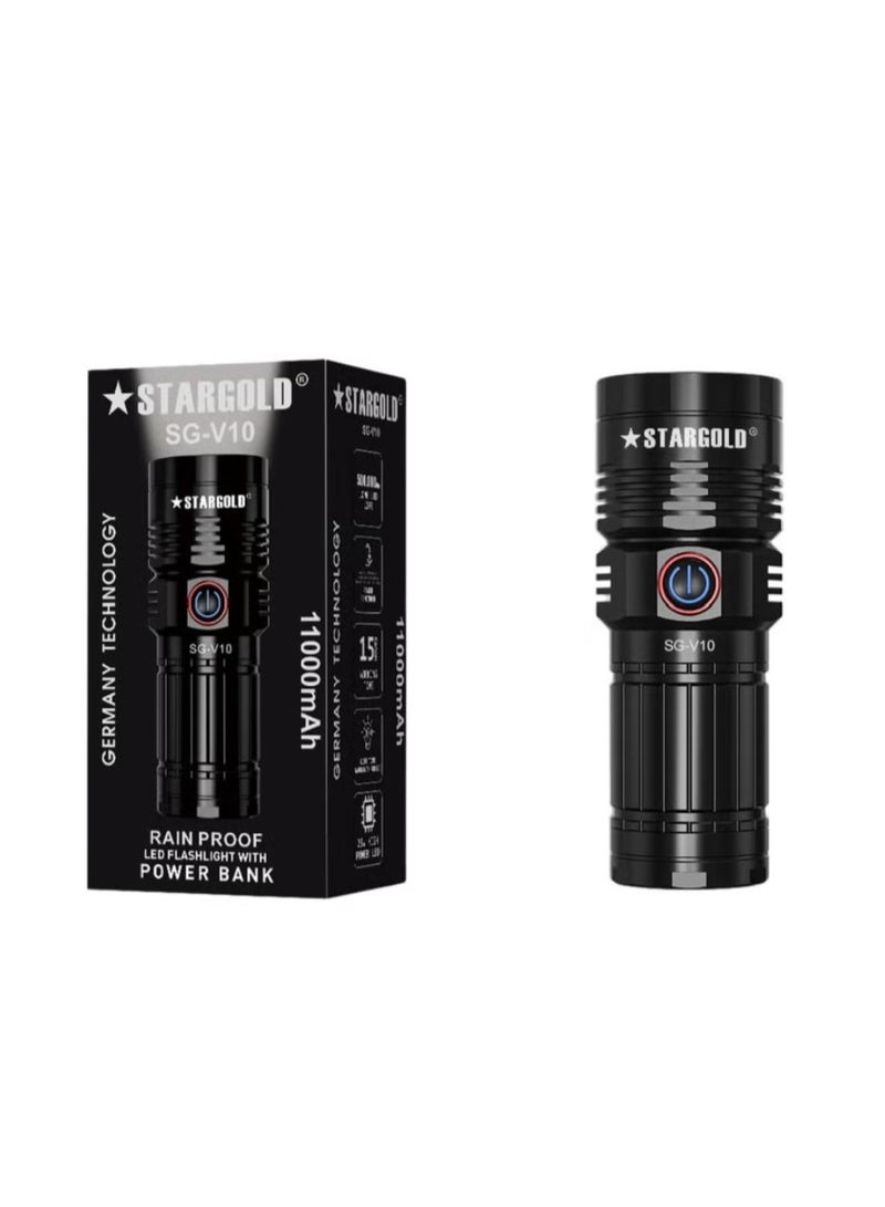 Stargold Rechargeable LED Flashlight With Power Bank Germany Technology 40W LED 11000mAh Rain Proof LED Light - Image 3