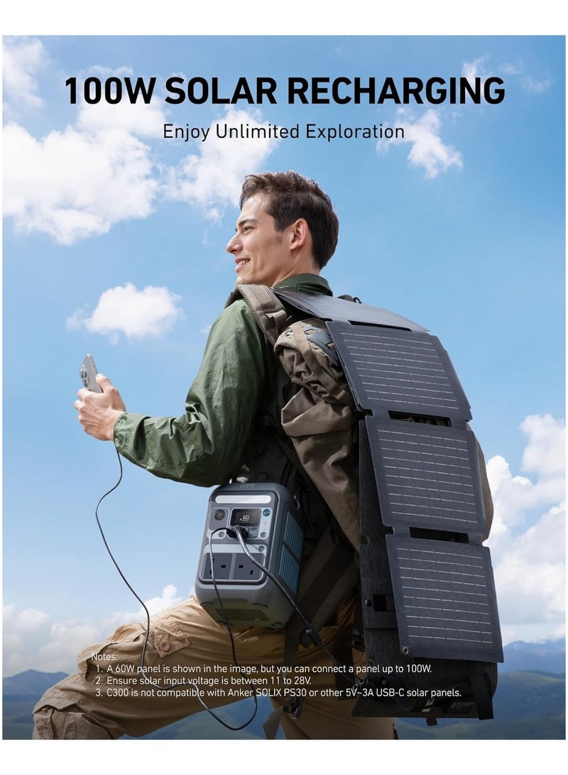 Anker SOLIX C300 Portable Power Station, Outdoor 288Wh LiFePO4 Battery, 300W (600W Surge) Solar Generator, 140W Two-Way Fast Charging, For Camping, Traveling, and Emergencies (Solar Panel Optional) - Image 5