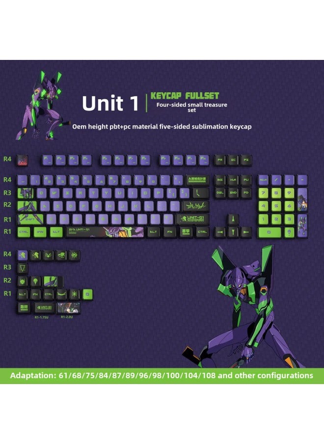 Generic Secret EVA Asuka Four-sided Transparent Pudding Key Cap PBT PC Material Sublimation Process Small Complete Set-Color:EVA Initial Number Machine Four-sided Transparent Key Cap Small Full Set  - Image 1