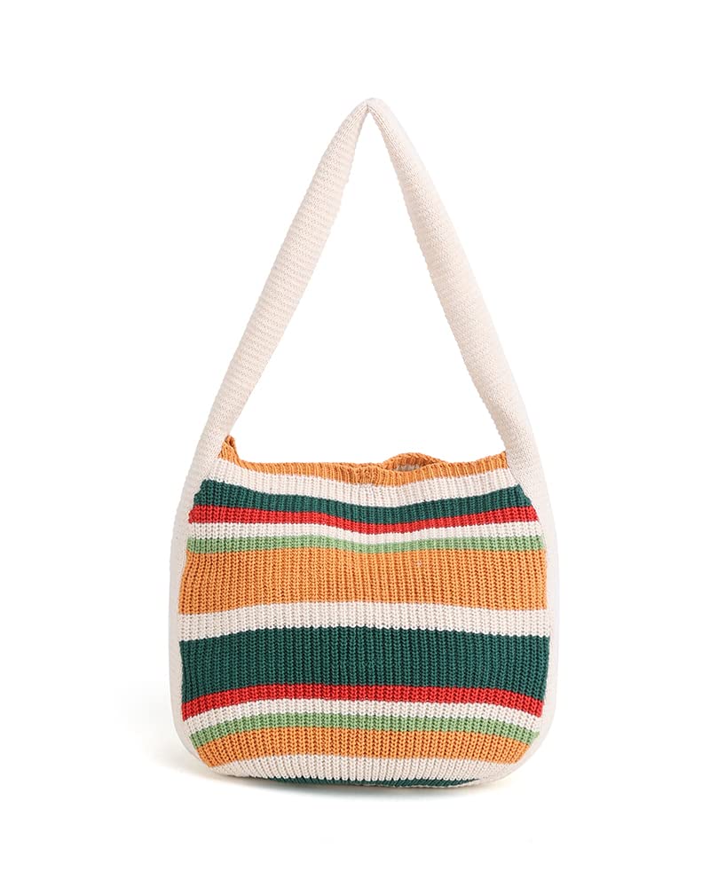ENBEI Women's Handcrafted Crochet Tote Bag Knit Shoulder bag,All-Season Handwoven Beach Bag, Cute Eco-Friendly Handmade Tote for Shopping, Travel, Daily Use, Gift Box Packaging（White-A） - Image 1
