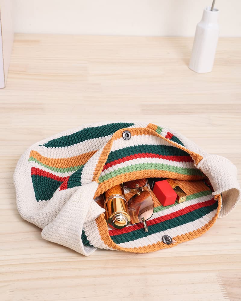 ENBEI Women's Handcrafted Crochet Tote Bag Knit Shoulder bag,All-Season Handwoven Beach Bag, Cute Eco-Friendly Handmade Tote for Shopping, Travel, Daily Use, Gift Box Packaging（White-A） - Image 4