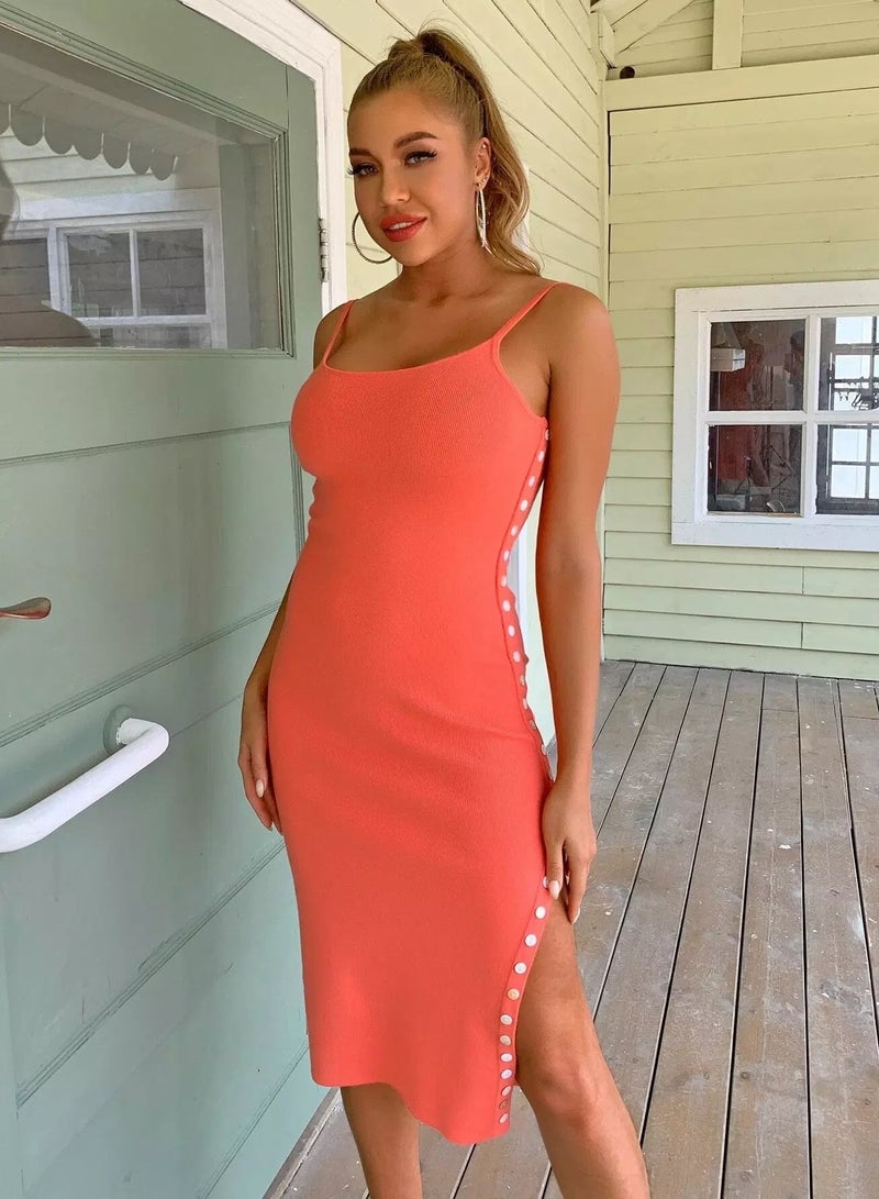 Split Button Side Sweater Dress  - Image 3