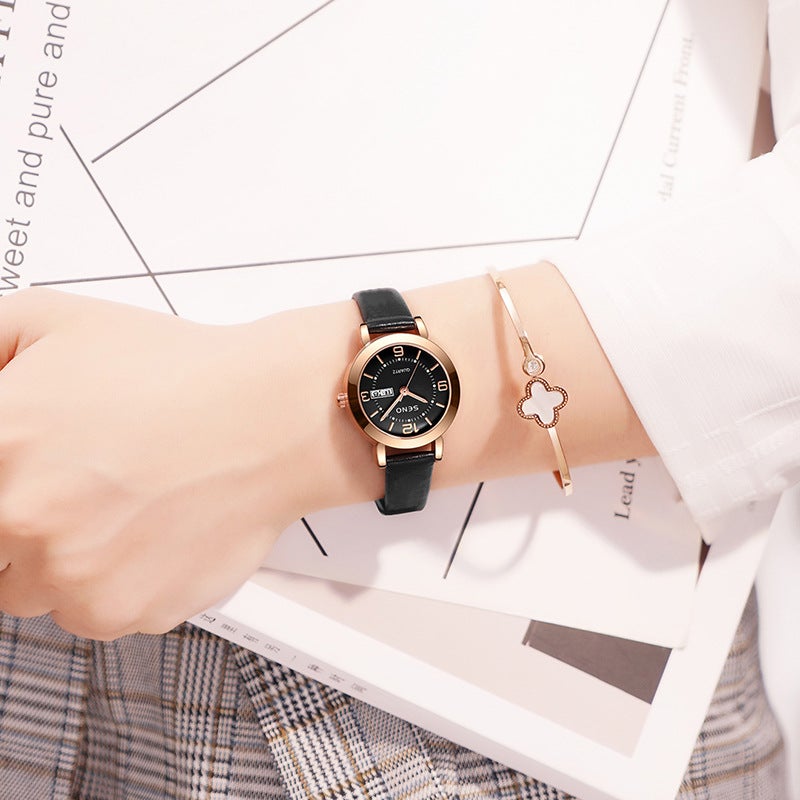 Hot-Selling Women's Quartz Watch with Luminous Display, Waterproof and Dual Calendar