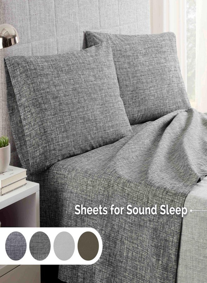 Martex Easy Living 3-Piece Microfiber Twin XL Sheet Set - Brushed Microfiber Sheets - Easy Care - Durable Bed Sheets - Lightweight Bedding Set - Gray Crosshatch Print - Image 2