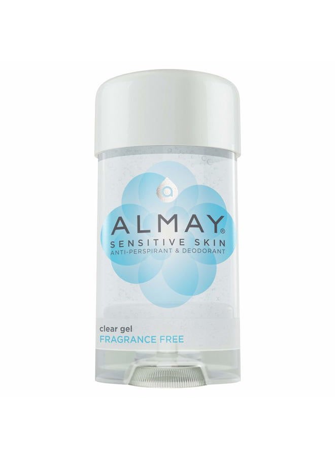 Almay Sensitive Skin Clear Gel Anti-Perspirant & Deodorant, Fragrance Free,2.25 oz(4 Pack) - Image 1