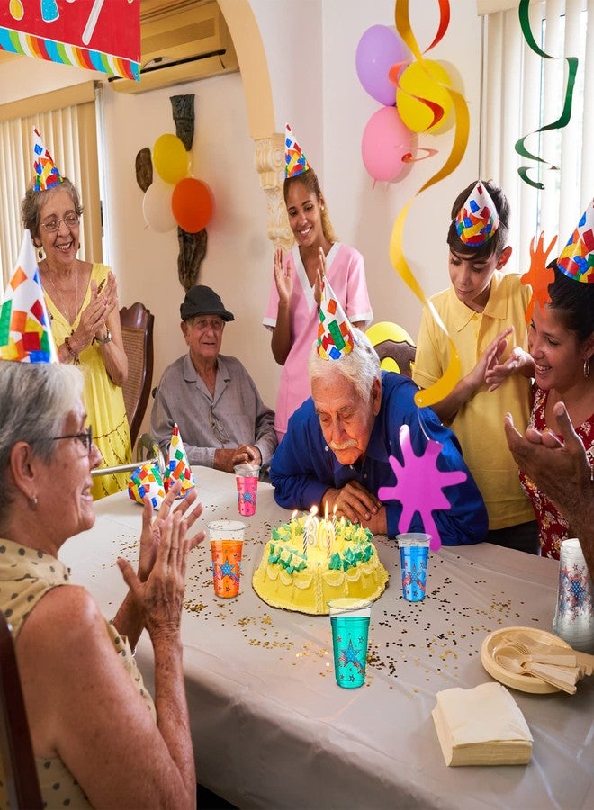 Meanplan 16 Oz Clear Disposable Plastic Cups Cold Party Drinking Cups Printed Plastic Cups Red White Blue Cups Fourth of July Disposable Cups (Classic Pattern,30 Counts) - Image 5