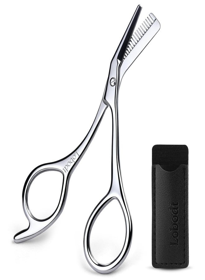 Lobodt Eyebrow shears with combs, Eyebrow scissors,4.65-inch small eyelash trimming scissors, Suitable for both women and men，Precise eyebrow trimmers, easily create delicate eyebrow shapes, with PU Case - Image 1