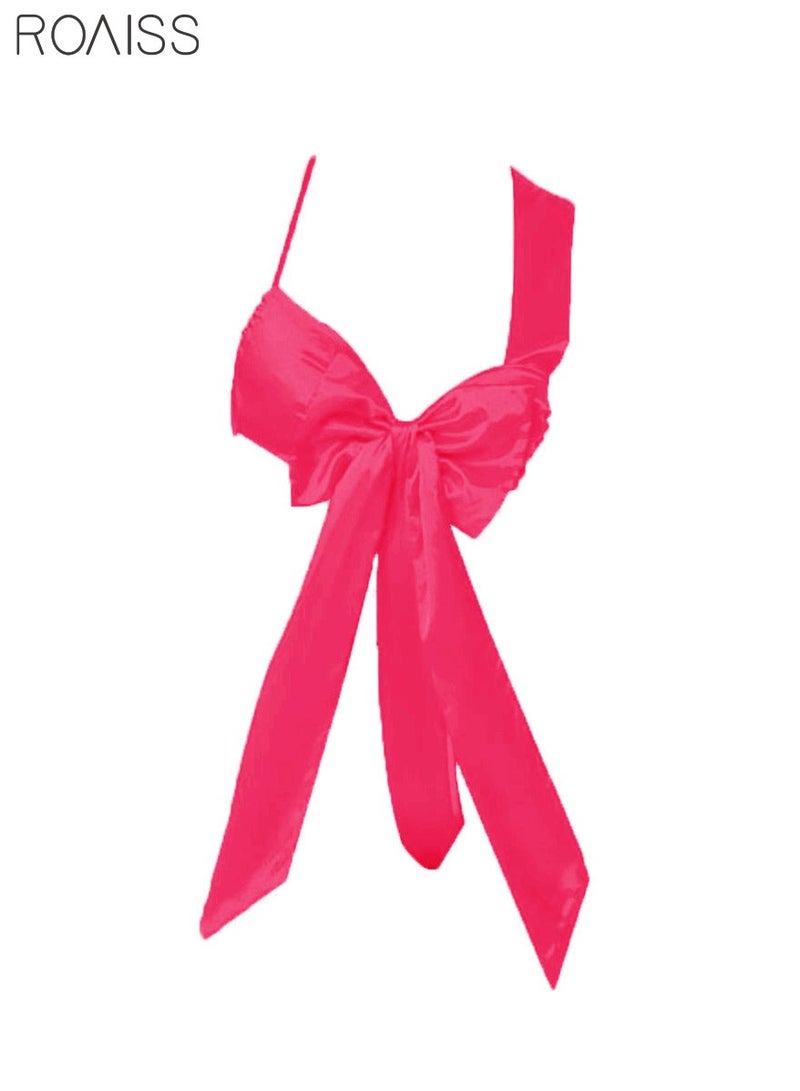 roaiss Women Bodystocking Lingerie Nightwear Solid Bowknot Lace Pajamas Date Wedding Anniversary Pajamas Accessories - Image 1