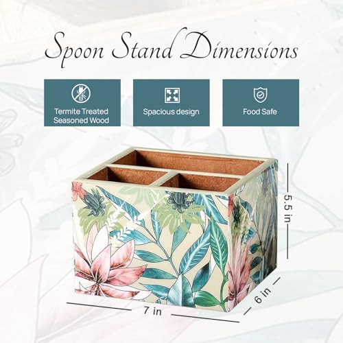 nestroots Wooden Napkin & Cutlery Holder Spoon stand for kitchen | 7 Inch Green | Cutlery Holder for Dining Table | Wooden Caddy Storage Organiser Stand Caddy Holder - Image 2