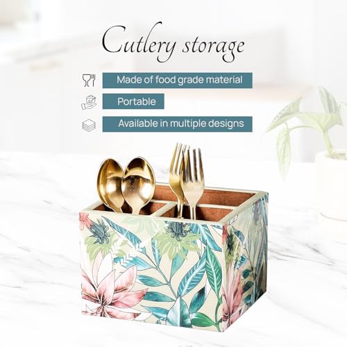 nestroots Wooden Napkin & Cutlery Holder Spoon stand for kitchen | 7 Inch Green | Cutlery Holder for Dining Table | Wooden Caddy Storage Organiser Stand Caddy Holder - Image 4