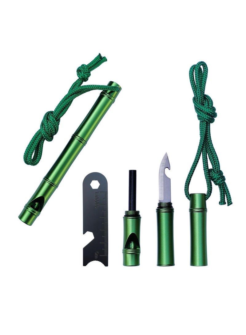 3-in-1 Fire Starter Survival Tool with Whistle, Multi Tool for Camping Hiking Survival, Flint fire Stick Knife Whistle Tool Set, Magnesium Rod Fire Starter, Climbing Gear, Gift for Man and Dad - Image 1