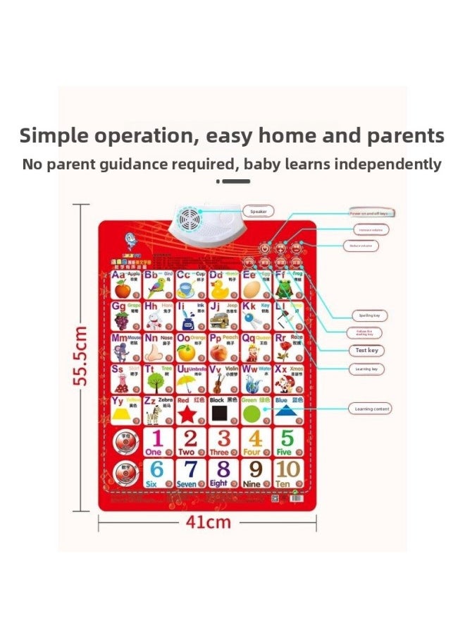 null - Pinyin Audio Wall Chart Children's Letters First Grade Numbers 1 To 100 Understanding Letters Vowel Table Wall Stickers-Color:4 Pictures [pinyin + Chinese Characters + Strokes + Learning Mathematics]-Specifications:Durable [rechargeable Model] - Image 1