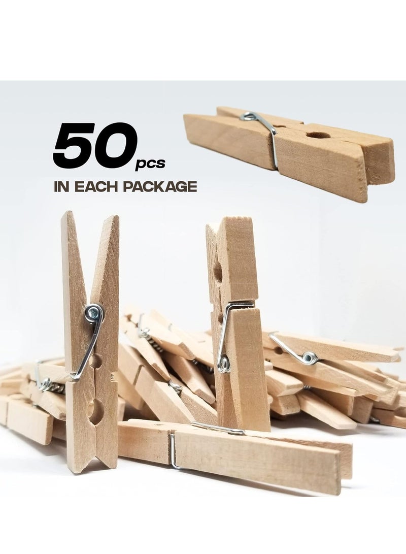 Wooden Clothes Pins, Natural Wood, 50 Pack, 3.5 Inch - Image 3
