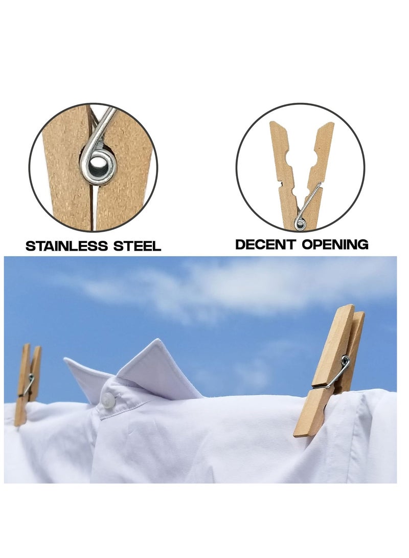Wooden Clothes Pins, Natural Wood, 50 Pack, 3.5 Inch - Image 4