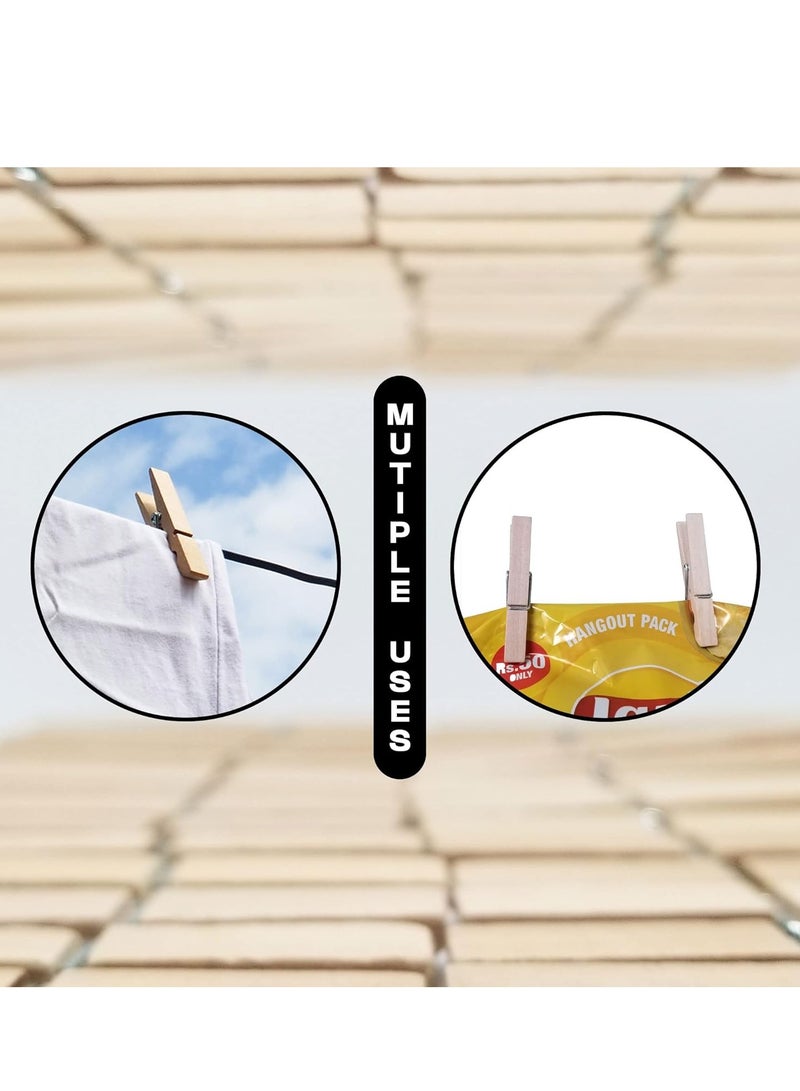 Wooden Clothes Pins, Natural Wood, 50 Pack, 3.5 Inch - Image 2