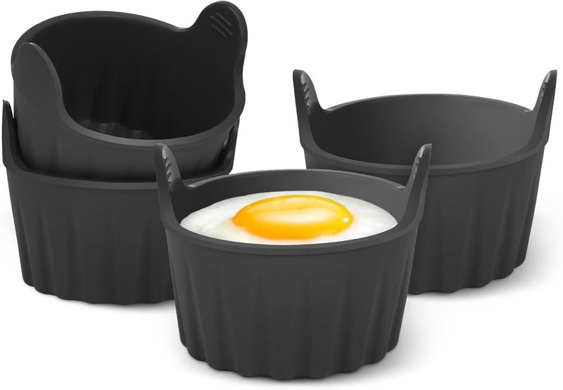 Magedon 4 Pcs Air Fryer Egg Poacher, Ramekins for Air Fryer. Microwave Egg Poacher, Food Grade Poached Egg Moulds. Ramekins Baking Cups for Souffle Dishes Muffin Cupcakes Custard and Pudding - Image 1