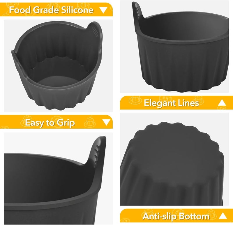 Magedon 4 Pcs Air Fryer Egg Poacher, Ramekins for Air Fryer. Microwave Egg Poacher, Food Grade Poached Egg Moulds. Ramekins Baking Cups for Souffle Dishes Muffin Cupcakes Custard and Pudding - Image 3