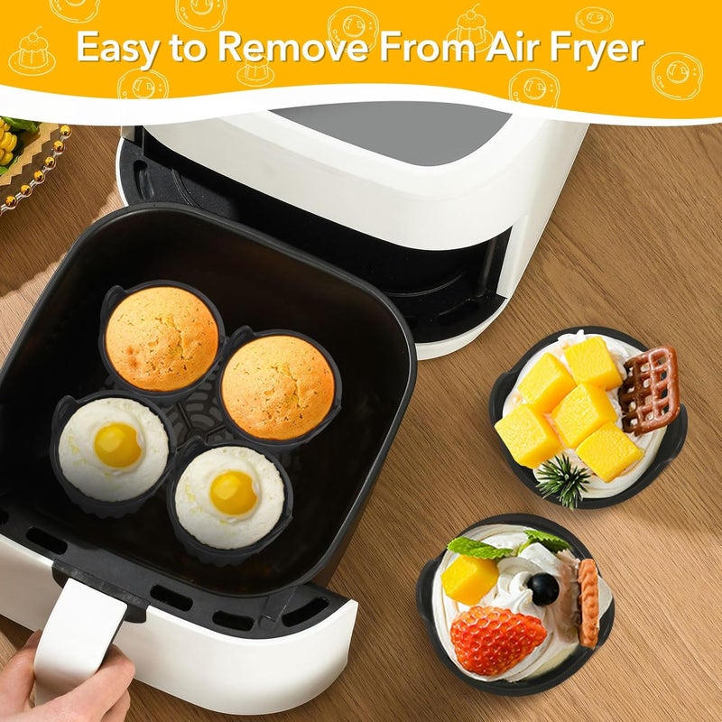 Magedon 4 Pcs Air Fryer Egg Poacher, Ramekins for Air Fryer. Microwave Egg Poacher, Food Grade Poached Egg Moulds. Ramekins Baking Cups for Souffle Dishes Muffin Cupcakes Custard and Pudding - Image 4