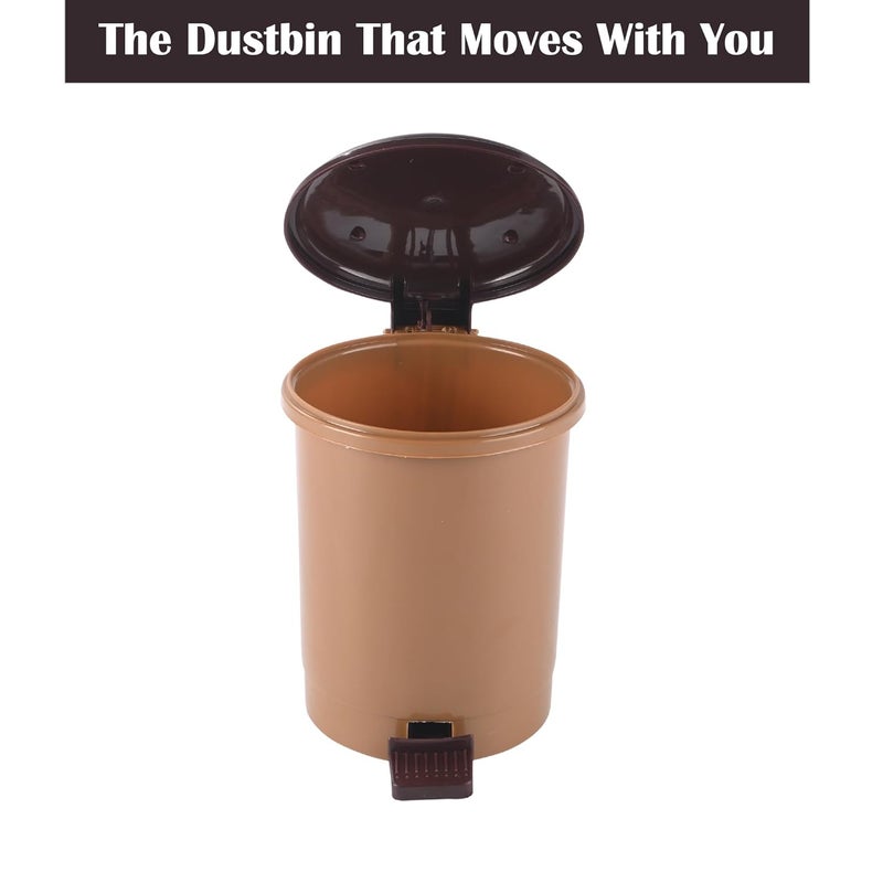 Kuber Industries 25 Ltr Portable Small Table Dustbin for Home Office with Lid Pedal Lightweight Mini Dustbin for KitchenBedroom Ideal for Desk Countertops Light Brown - Image 5