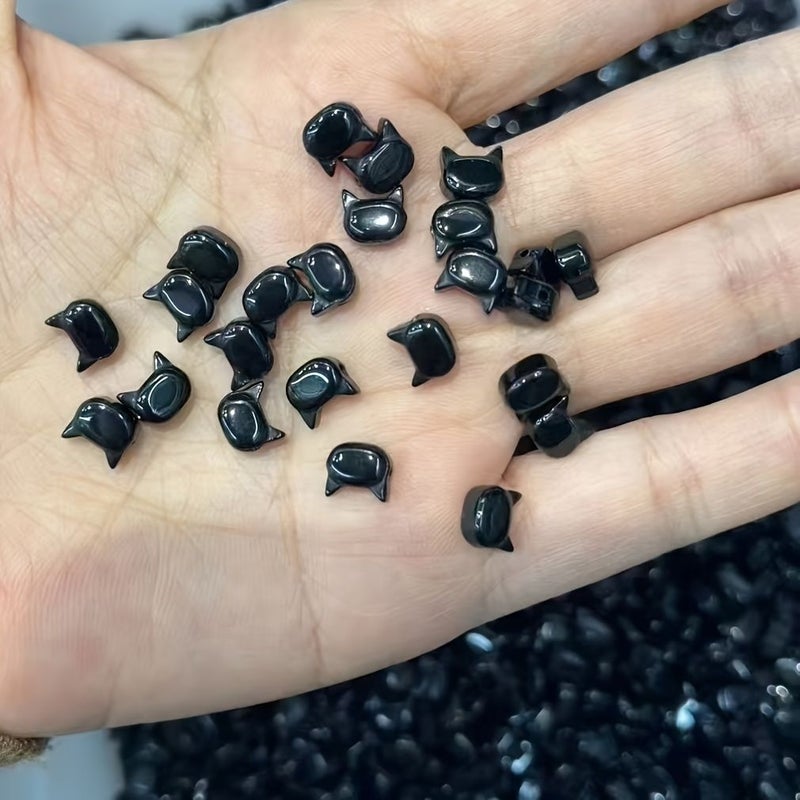 30pcs Red And Black Mix Cat Shaped Glass Beads for Jewelry Making Kitten Face Tabby Cat Charms with Round Glass Beads 7mm for DIY Handmade Bracelets Necklaces Earrings Cute Feline Beads for Cat Themed Accessories - Image 5