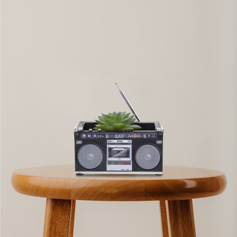 Tape Recorder Shape Flower Planting Basket Flower Arrangement Container Desktop Ornament - Image 1