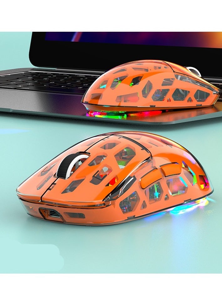 UCHUANG - Wireless Gaming Mouse ,Tri-Mode PC Gaming Mice 2.4G/Bluetooth/Wired,Noiseless Mouse RGB Backlit,Transparent Shell, Multimedia Side Keys,5-Speed DPI (1200-3600),for Win/MAC,Orange - Image 1