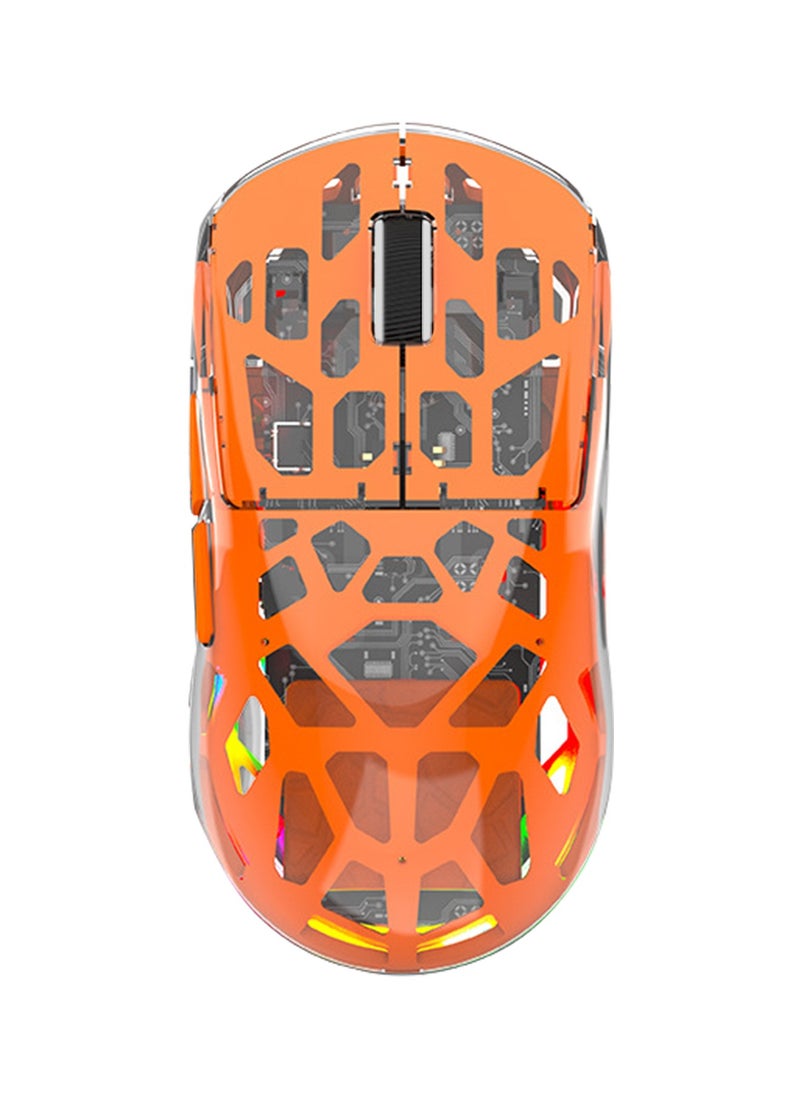 UCHUANG - Wireless Gaming Mouse ,Tri-Mode PC Gaming Mice 2.4G/Bluetooth/Wired,Noiseless Mouse RGB Backlit,Transparent Shell, Multimedia Side Keys,5-Speed DPI (1200-3600),for Win/MAC,Orange - Image 1