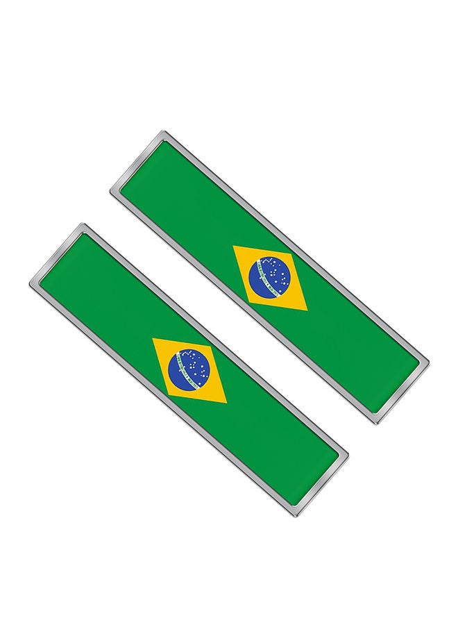 NIBEMINENT 2-Piece Brazilian Flag Pattern Rectangle Car-Styling Sticker Random Decorative